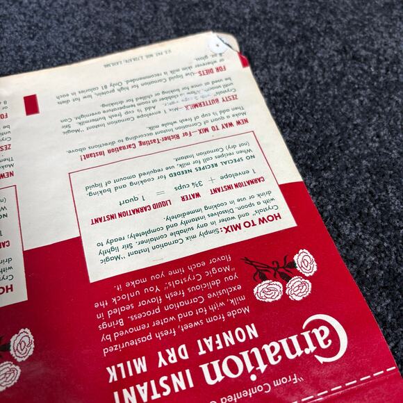 Carnation Instant Dry Milk Vintage Uncut Product Label - 1960's Advertisement - Picture 4 of 8